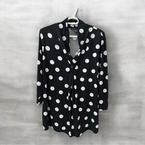 Black with white polka dot blouse!
